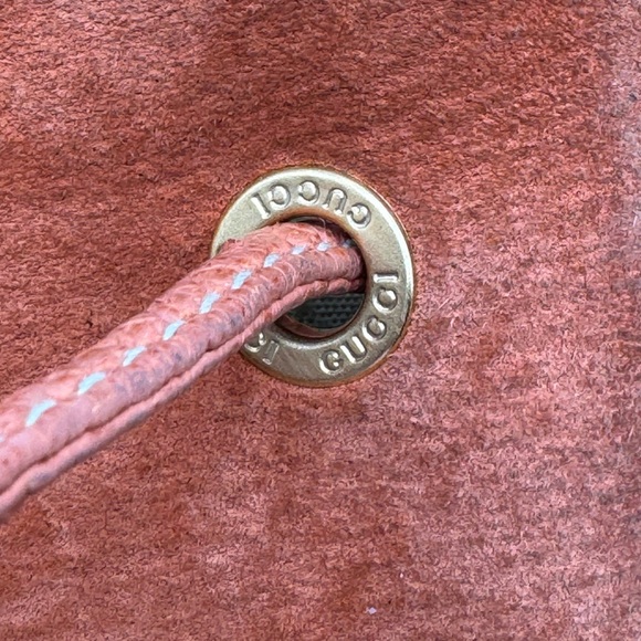 Gucci-Authentic-Vintage - Bamboo Backpack Purse Suede Leather Orange - Picture 12 of 16